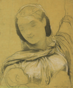BARRIAS Félix Joseph - Femme drapée, le bras levé, avec son enfant